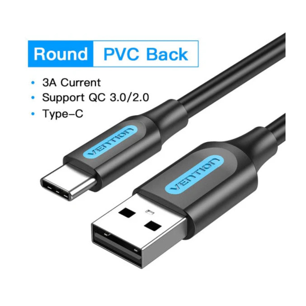 Vention Cotton Braided USB 2.0 A Male to C Male 3A Cable 1M-CODHF