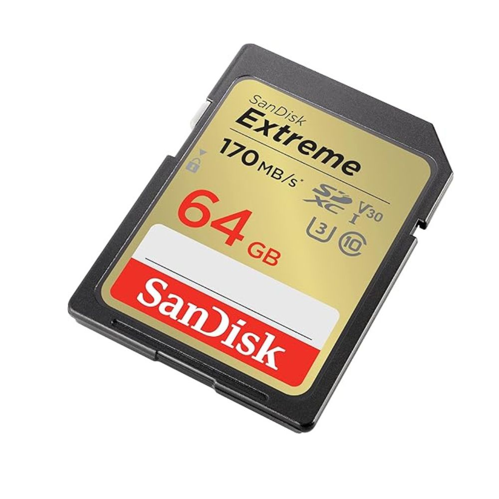 SanDisk Extreme SDXC UHS-I Card-C10, U3, V30 Up to 170 MBP/s - 64GB - SDSDXV2-064G-GNCIN