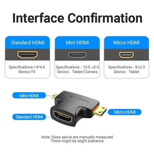 Vention 2 in 1 Mini HDMI and Micro HDMI Male to HDMI Female-AGFB0