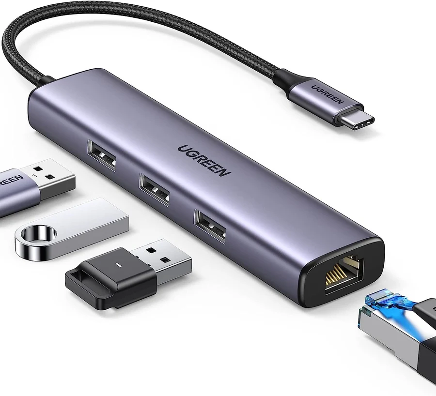 UGREEN CM475 USB 3.0 to 3×USB Hub + Gigabit Ethernet Converter