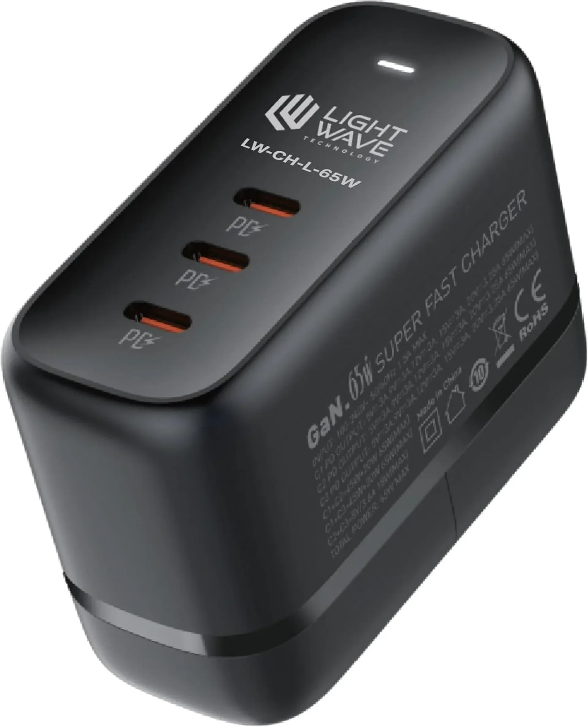 Light Wave 65W Desktop Charger 3 USB Type-C -LW-CH-L-65W