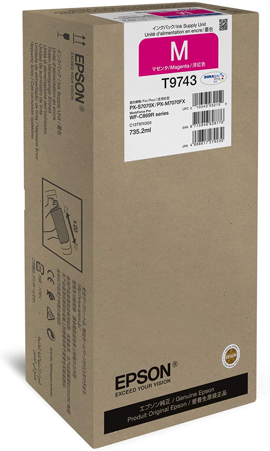 Epson T9743 Magenta XXL Ink Cartridge C13T97430N